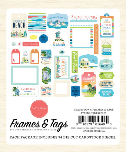 Carta Bella Ephemera-Frames & Tags, Beach Town