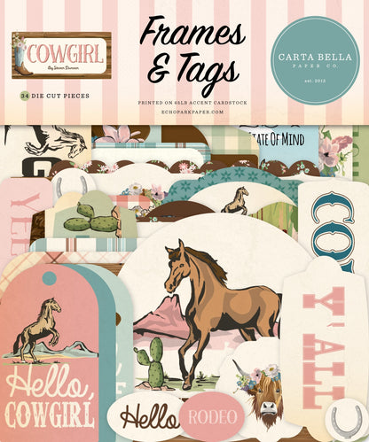 Carta Bella Ephemera-Frames & Tags, Cowgirl