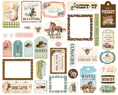 Carta Bella Ephemera-Frames & Tags, Cowgirl