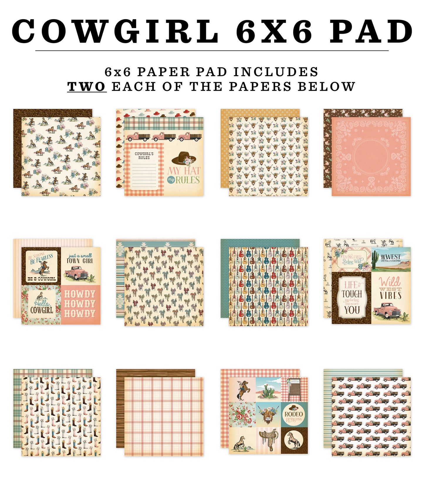 Carta Bella Double-Sided Paper Pad 6"X6"-Cowgirl