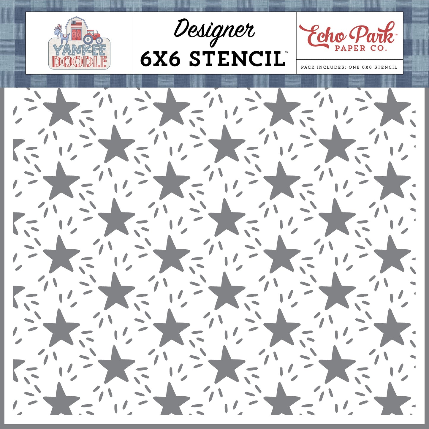 Yankee Doodle Stencil 6"X6"-Independence Day Stars