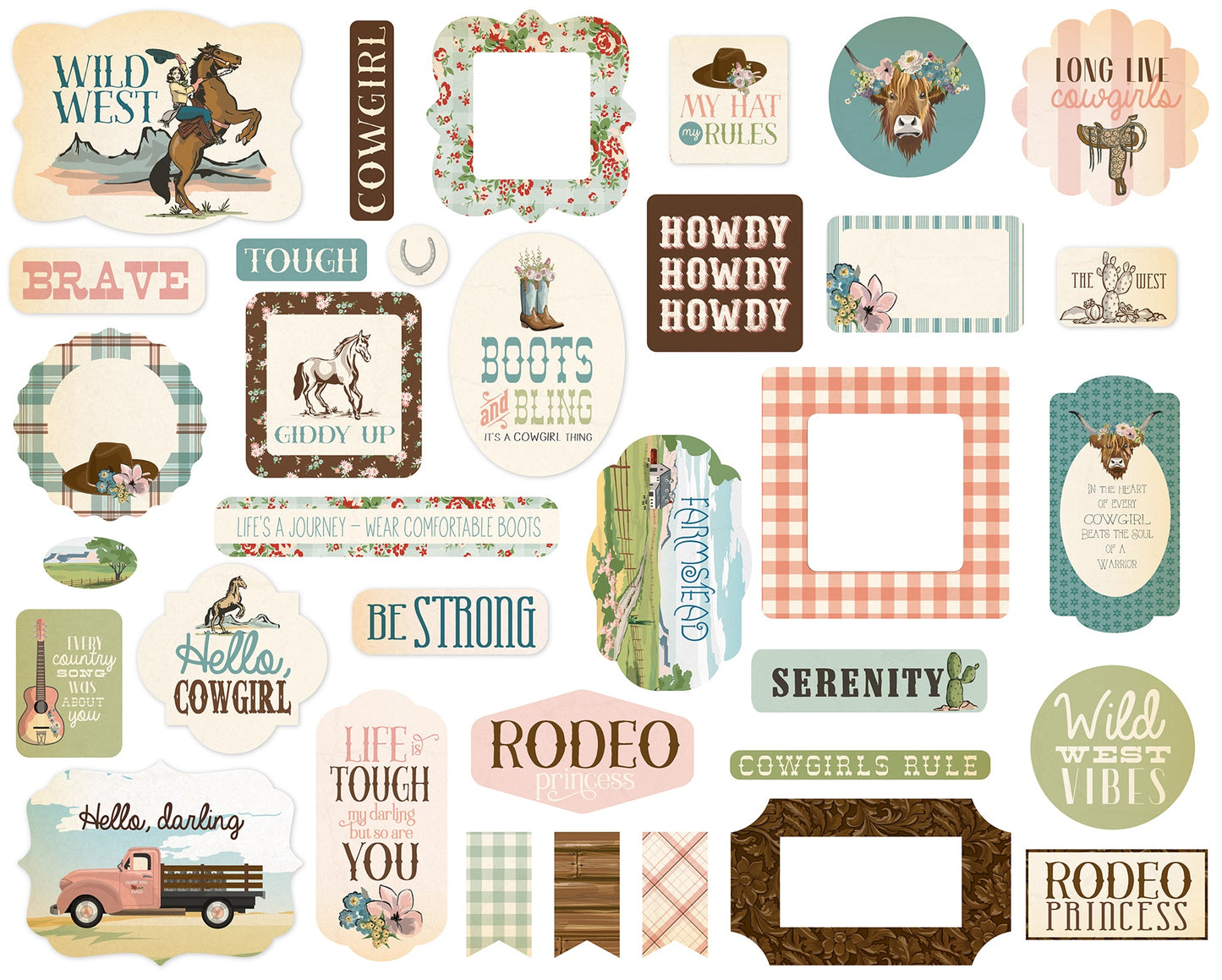 Carta Bella Ephemera-Icons, Cowgirl