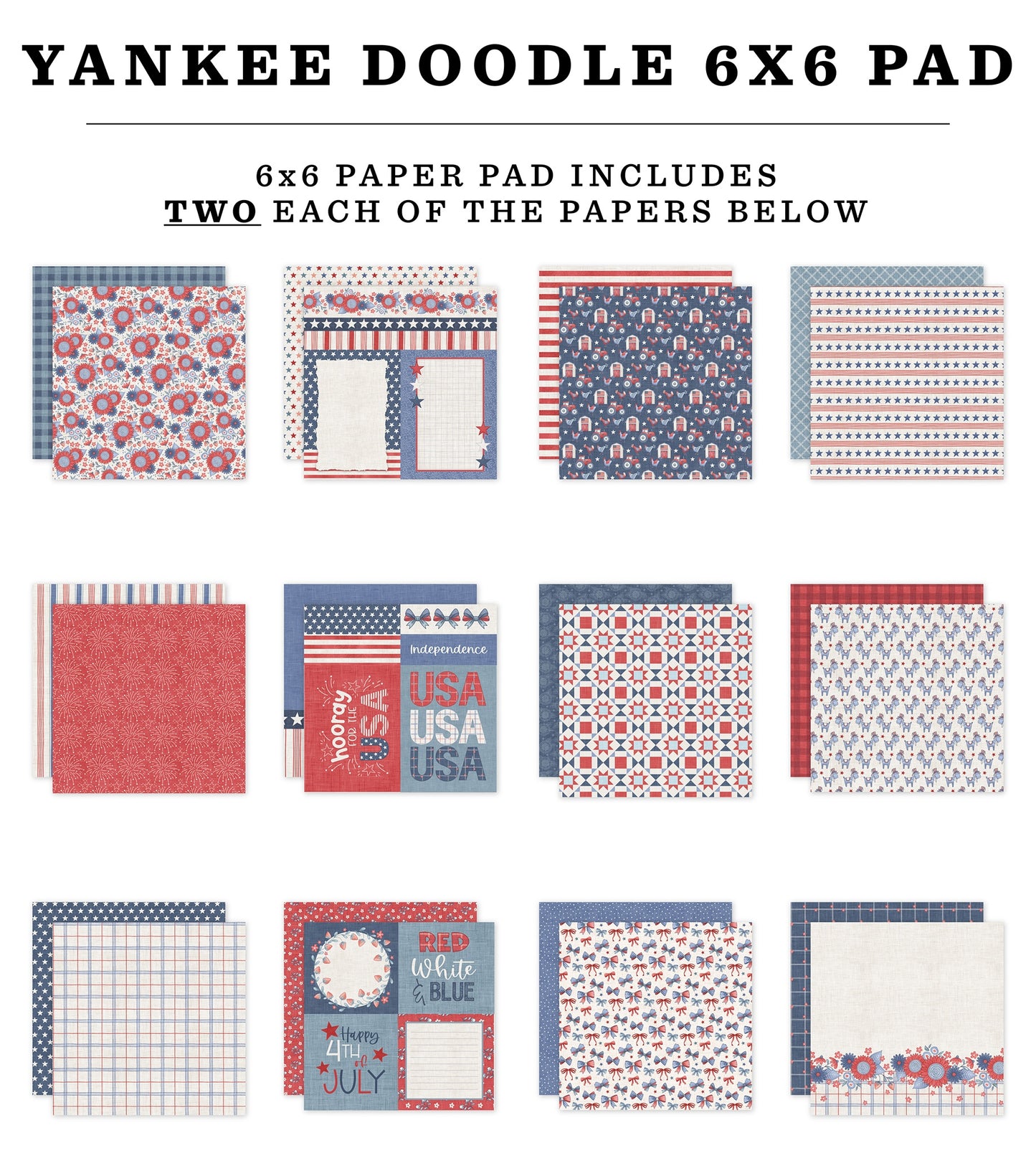 Echo Park Double-Sided Paper Pad 6"X6"-Yankee Doodle