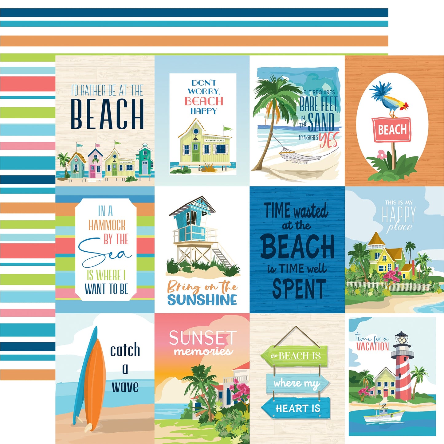 Beach Town Double-Sided Cardstock 12"X12"- Select Style