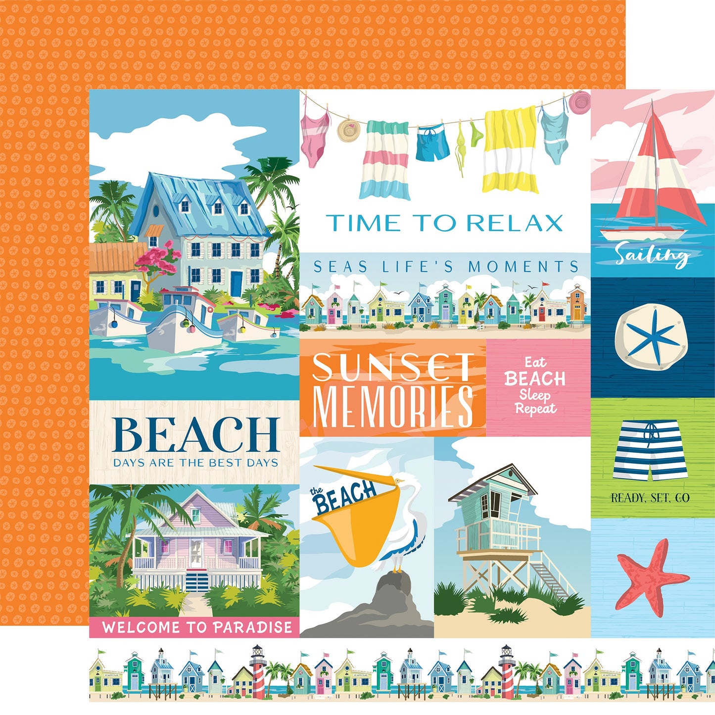 Beach Town Double-Sided Cardstock 12"X12"- Select Style