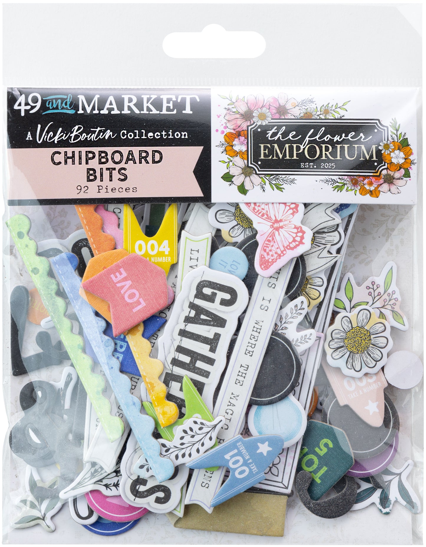 49 And Market Chipboard Bits 92/Pkg-The Flower Emporium