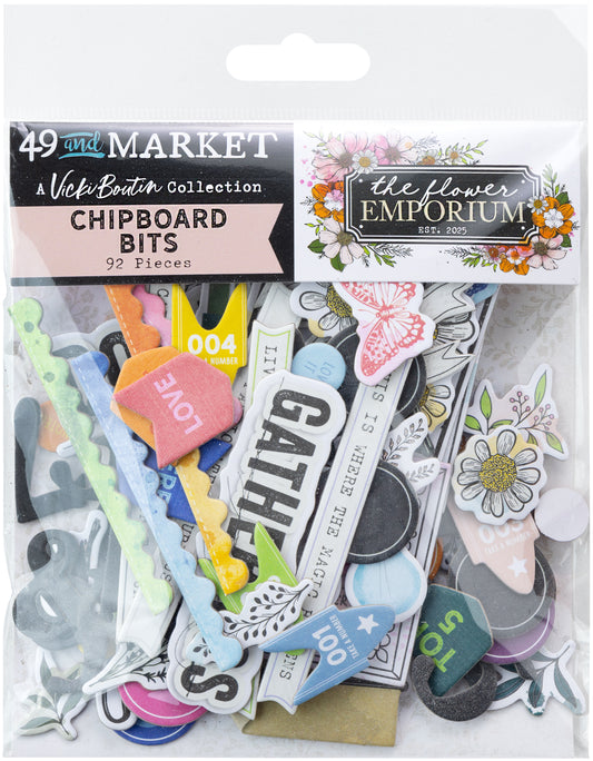 49 And Market Chipboard Bits 92/Pkg-The Flower Emporium