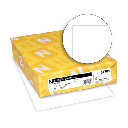 Neenah 80lb Classic Crest Cardstock 8.5"X11" 250/Pkg-Solar White, Smooth