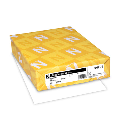 Neenah 80lb Classic Crest Cardstock 8.5"X11" 250/Pkg-Solar White, Smooth