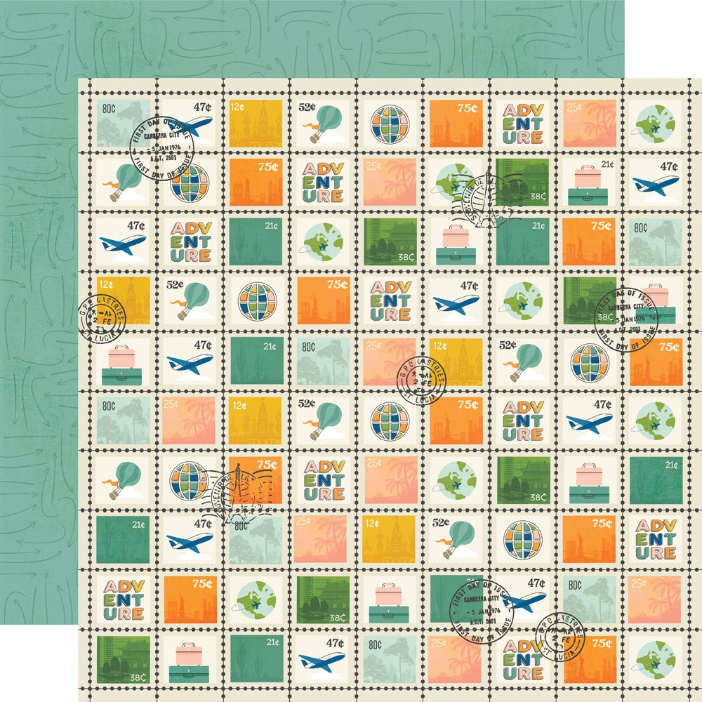 Simple Stories Happy Travels Double-Sided Cardstock 12"X12"