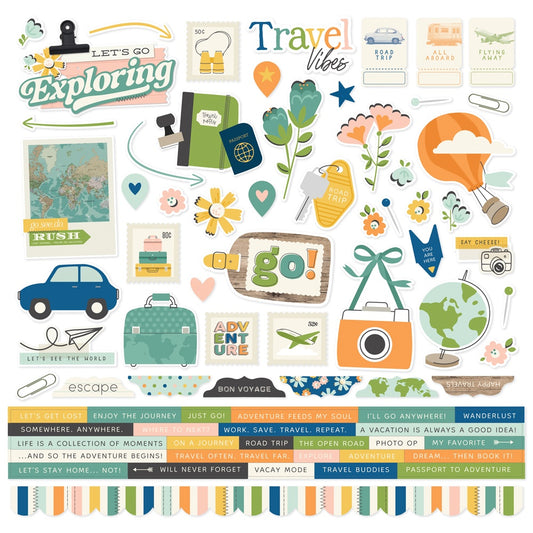 Simple Stories Cardstock Stickers 12"X12"-Happy Travels