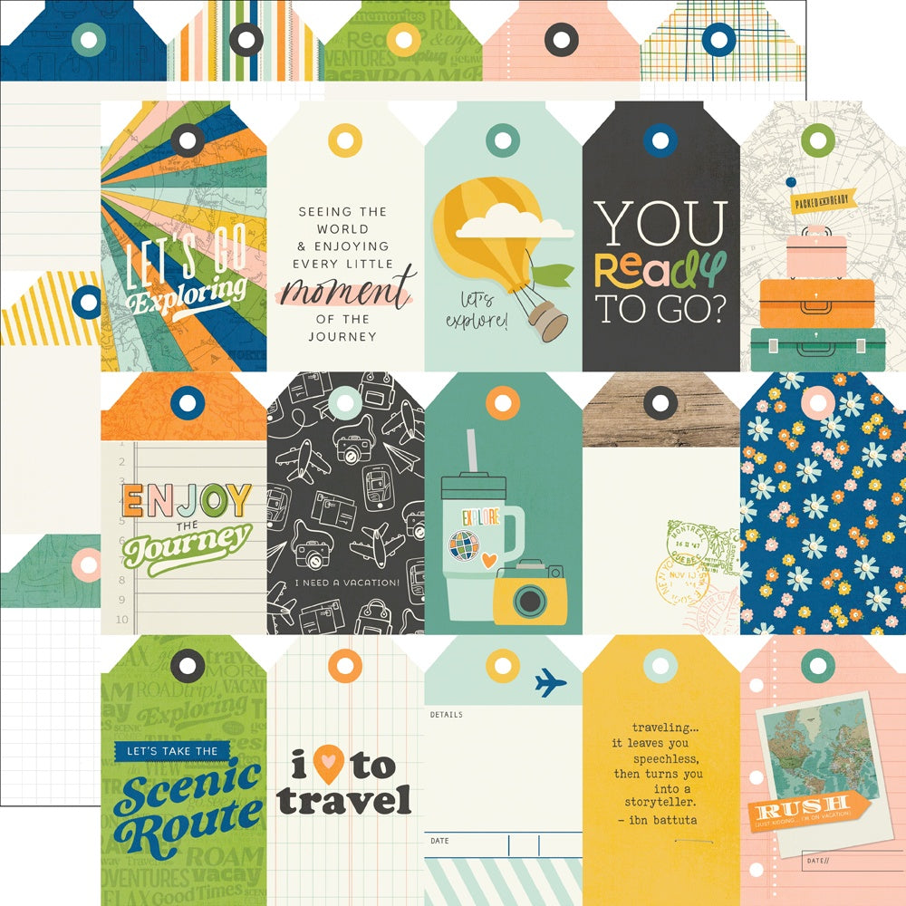 Simple Stories Happy Travels Double-Sided Cardstock 12"X12"