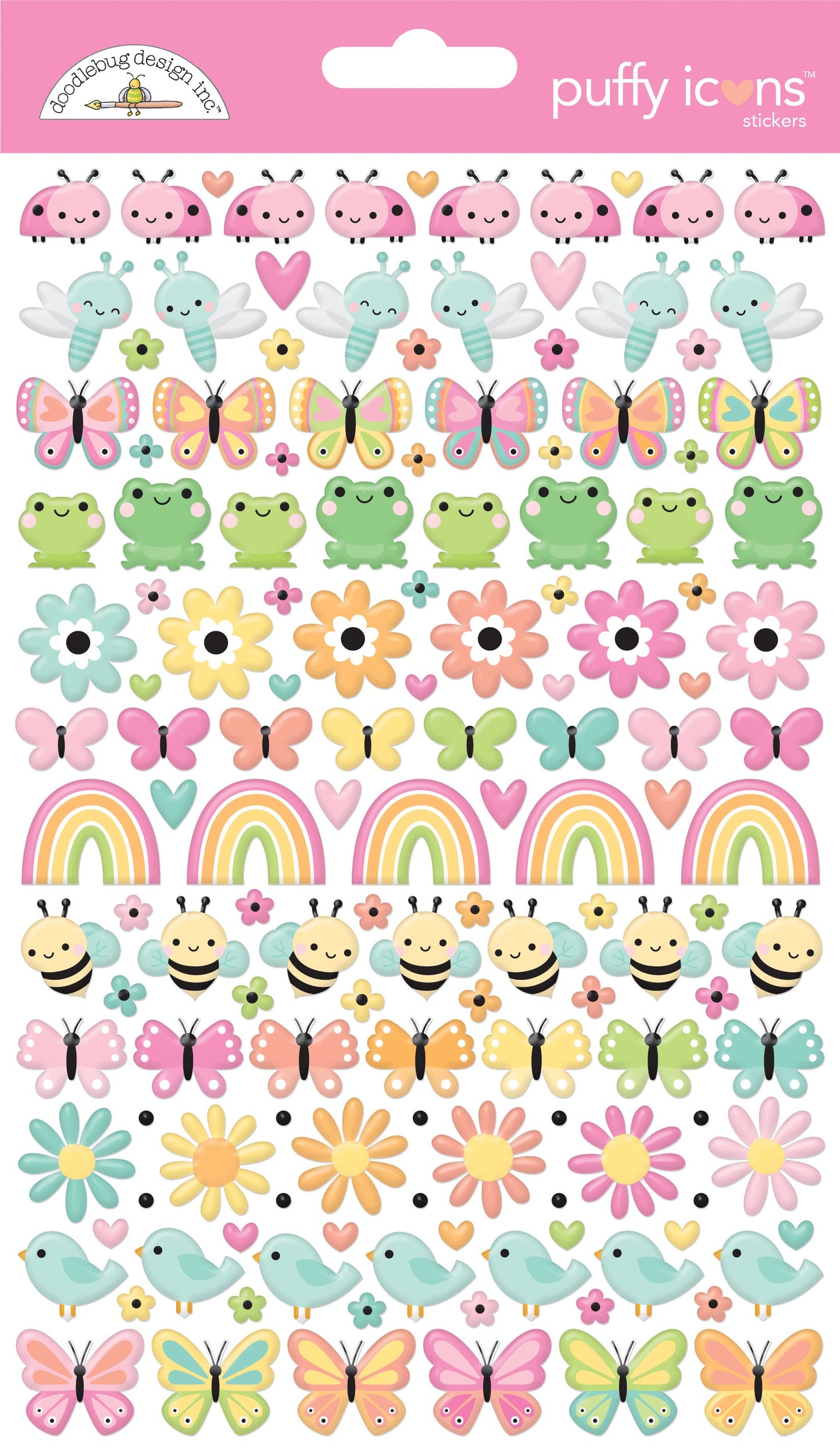 Doodlebug Puffy Stickers-Icons, Butterfly Kisses