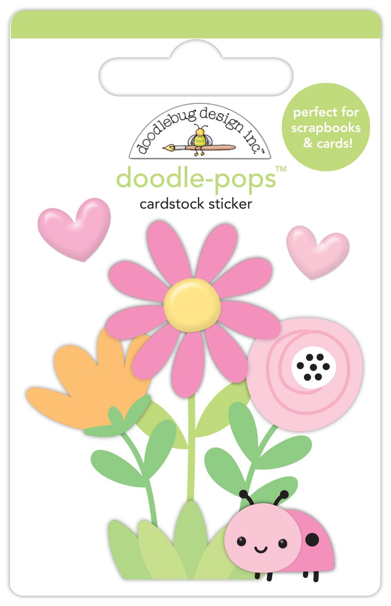 Doodlebug Doodle-Pops 3D Stickers-Ladybug Garden, Butterfly Kisses