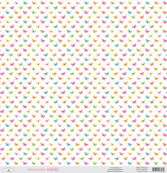 Butterfly Kisses Printed Acetate 12"X12"-Butterfly Kisses