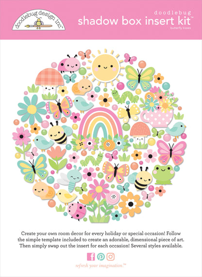 Doodlebug Design Shadow Box Insert Kit-Butterfly Kisses
