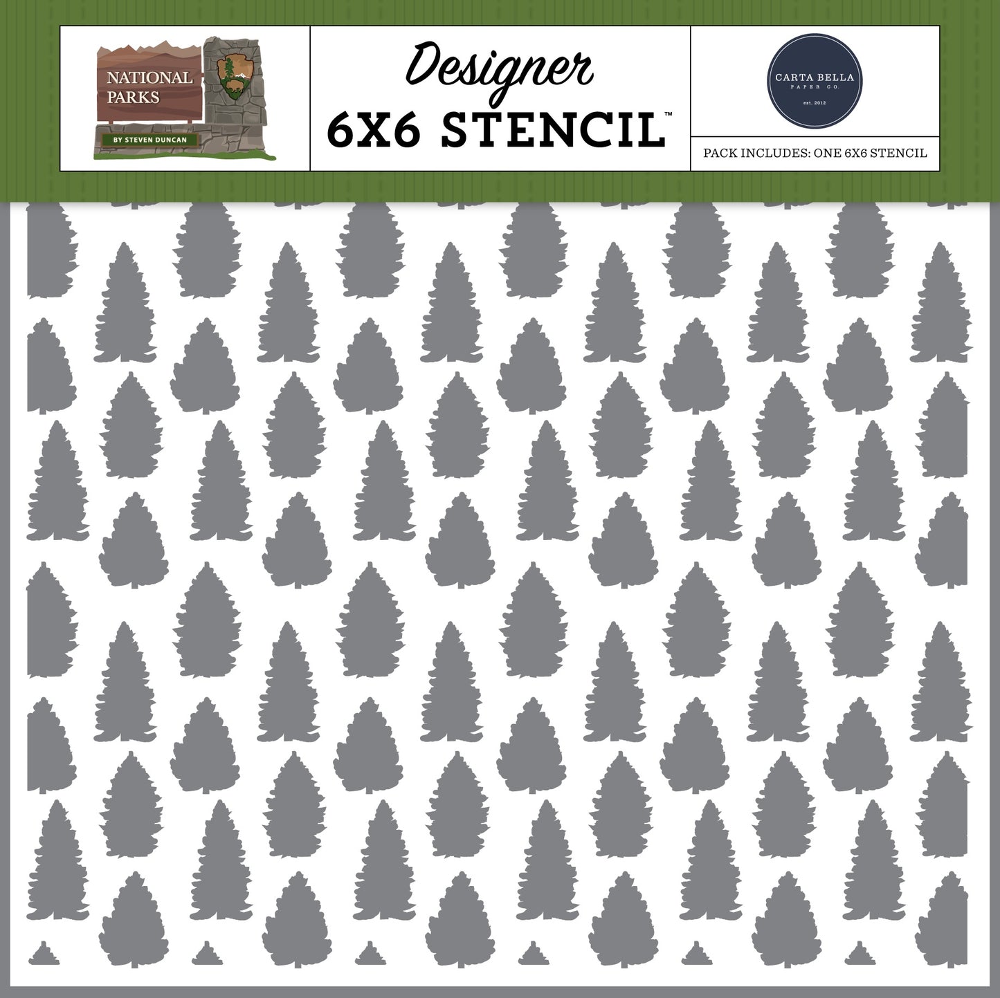 National Parks Stencil 6"X6"-Forest Pines
