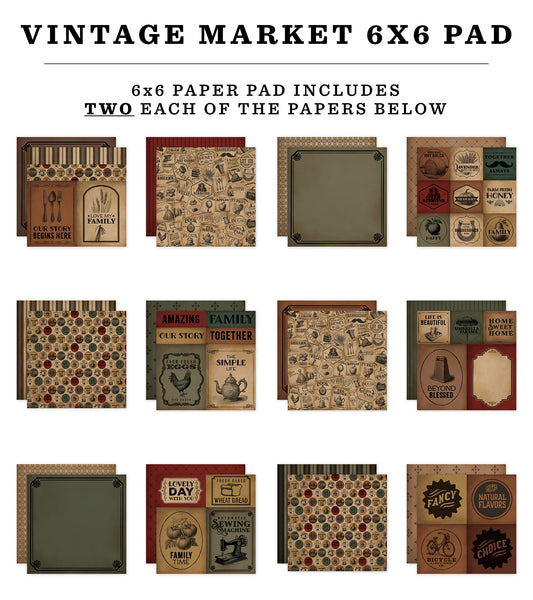 Carta Bella Double-Sided Paper Pad 6"X6"-Vintage Market