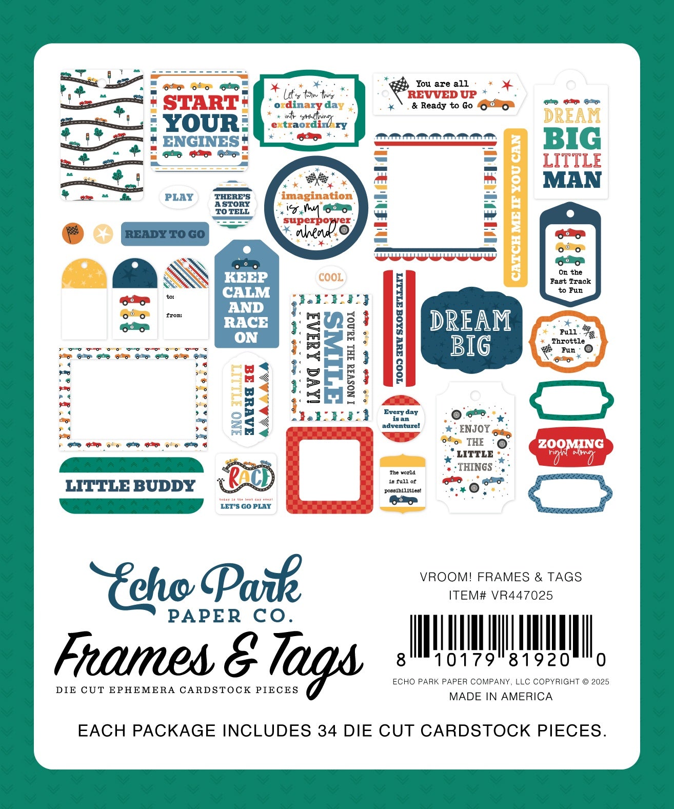 Echo Park Ephemera-Vroom!, Frames & Tags