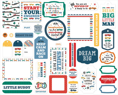 Echo Park Ephemera-Vroom!, Frames & Tags