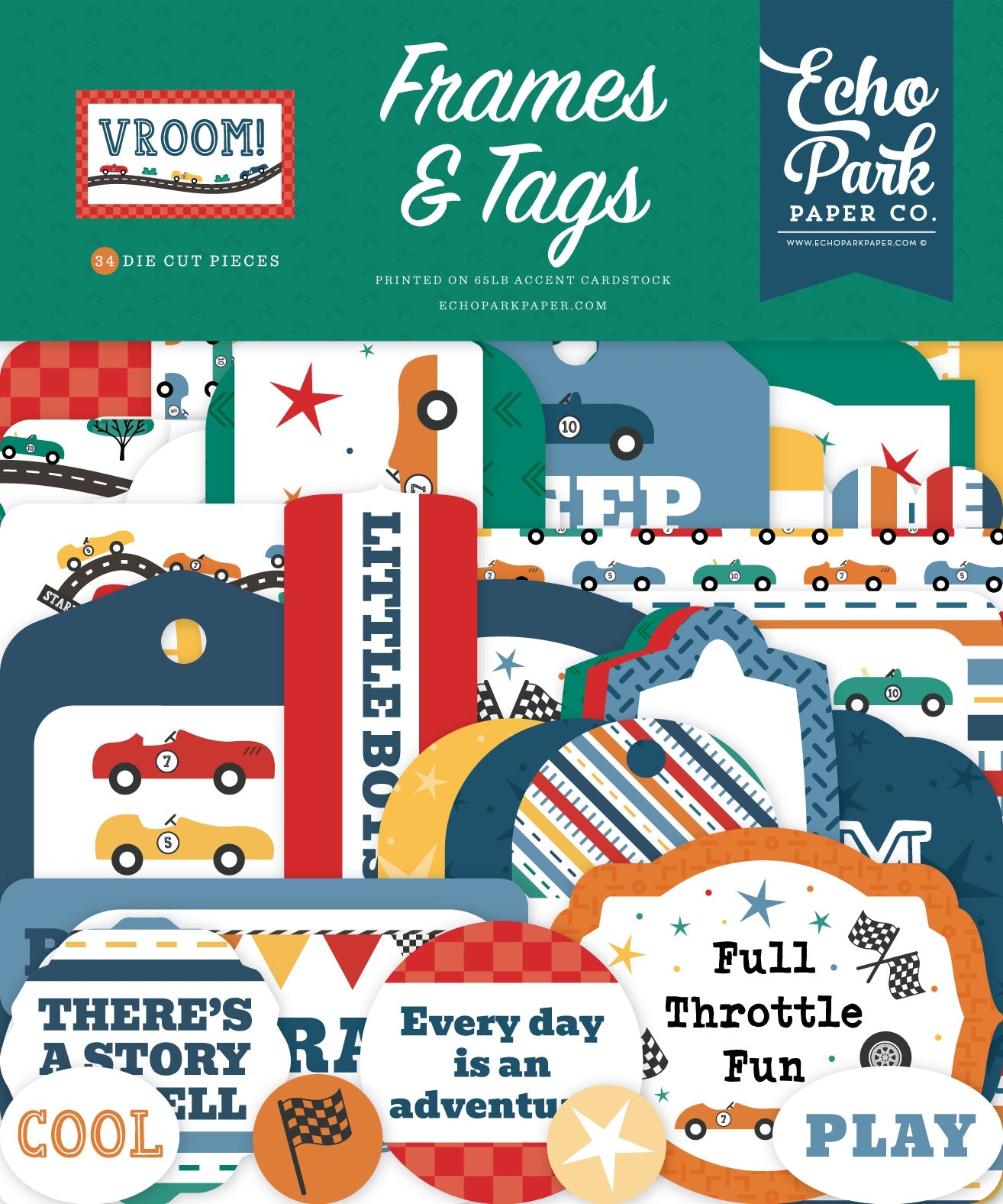 Echo Park Ephemera-Vroom!, Frames & Tags
