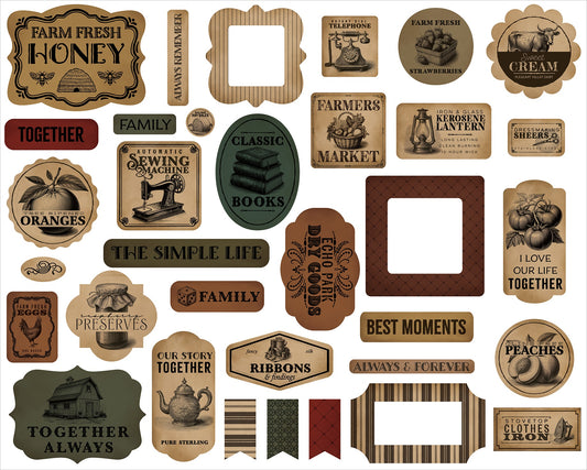 Carta Bella Vintage Market Ephemera-Vintage Market, Icons