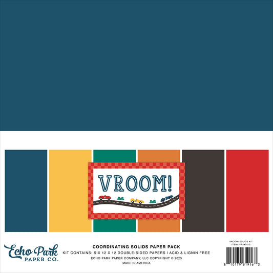 Echo Park Solids Collection Kit 12"X12"-Vroom!