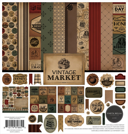 Carta Bella Vintage Market Collection Kit-Vintage Market