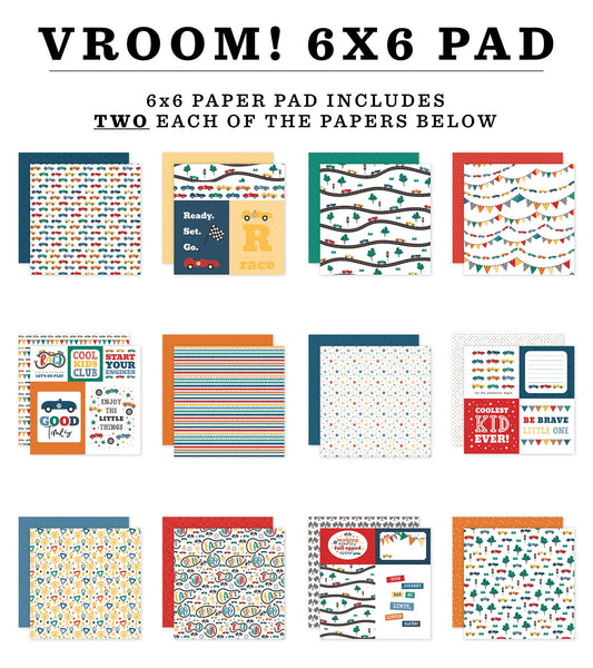 Echo Park Double-Sided Paper Pad 6"X6"-Vroom!