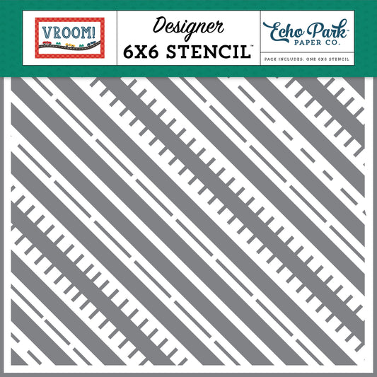 Vroom! Stencil 6"X6"-Racing Road Tracks