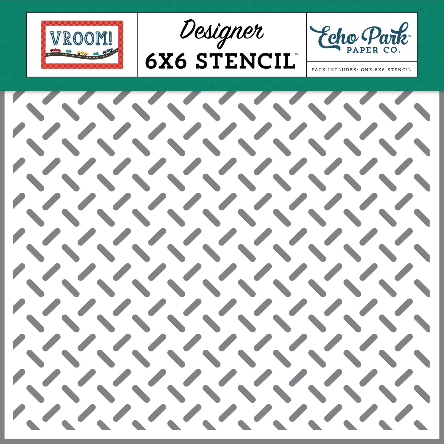 Vroom! Stencil 6"X6"-Car Crosshatch