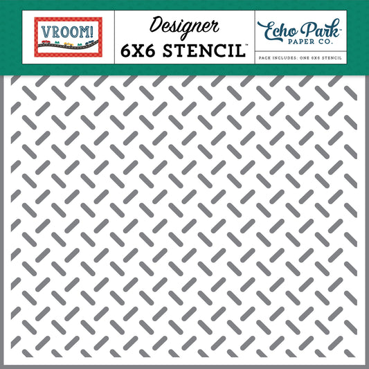 Vroom! Stencil 6"X6"-Car Crosshatch