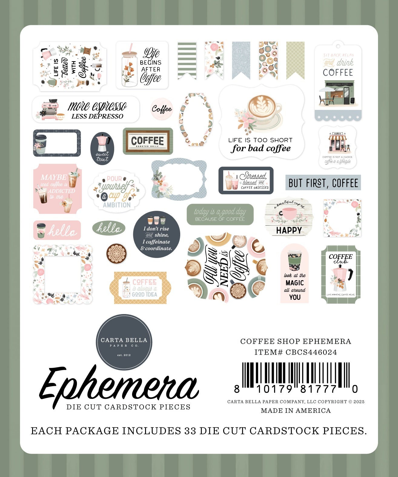 Carta Bella Cardstock Ephemera-Icons, Coffee Shop