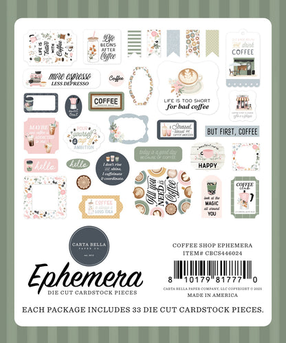 Carta Bella Cardstock Ephemera-Icons, Coffee Shop