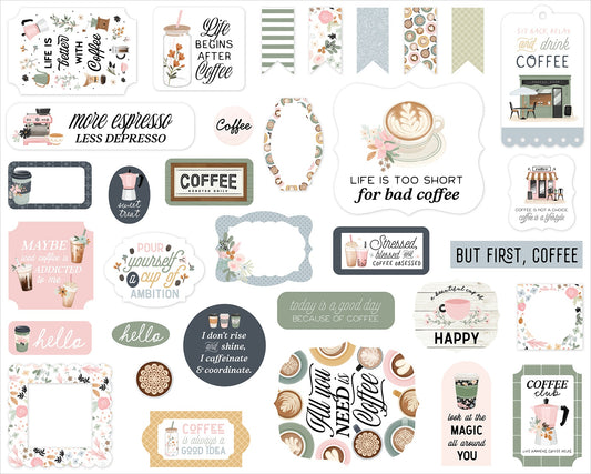 Carta Bella Cardstock Ephemera-Icons, Coffee Shop