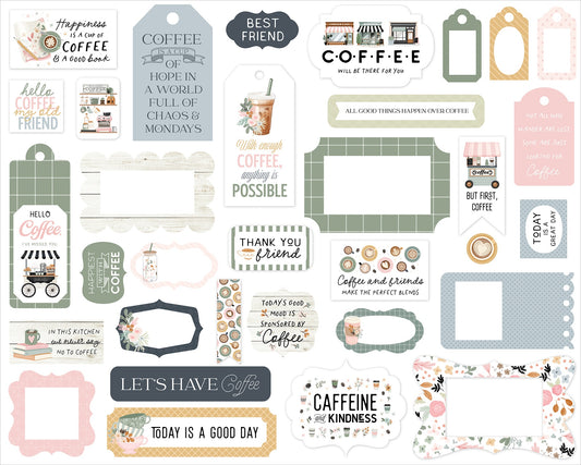 Carta Bella Cardstock Ephemera-Frames & Tags, Coffee Shop