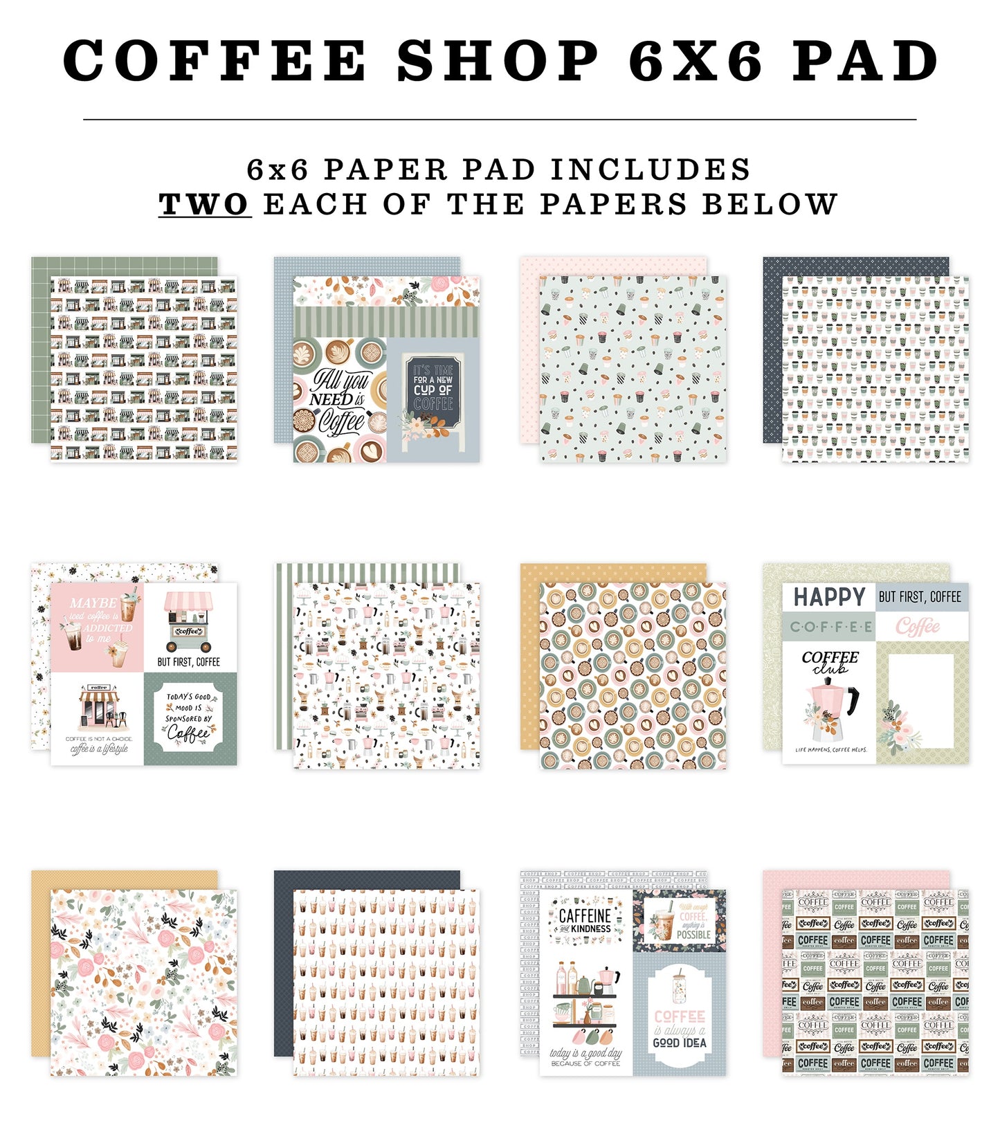 Carta Bella Double-Sided Paper Pad 6"X6"-Coffee Shop
