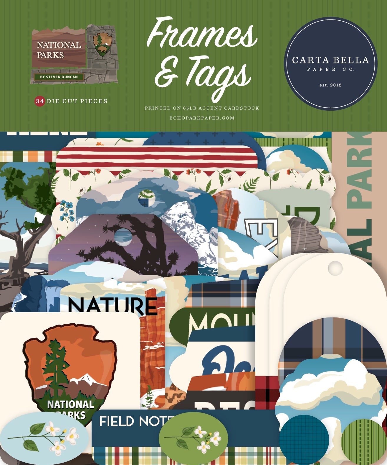 Carta Bella Cardstock Ephemera-Frames & Tags, National Parks