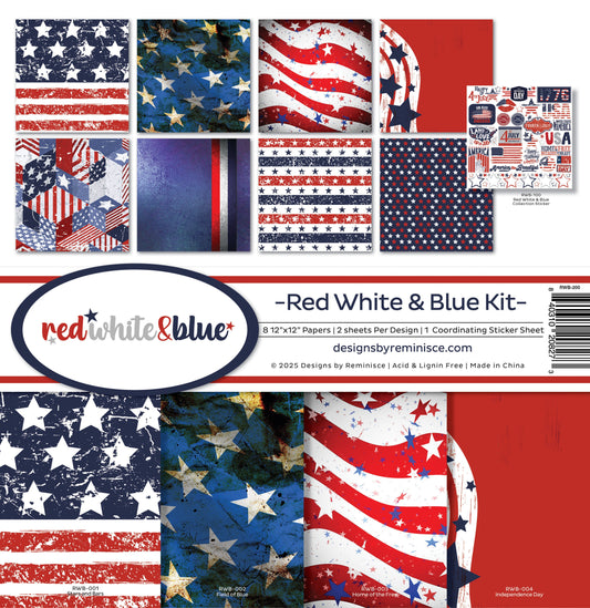 Reminisce Collection Kit 12"X12"-Red White And Blue