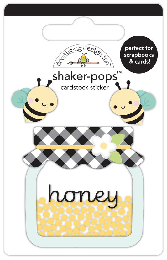 Doodlebug Shaker-Pops 3D Sticker-Honey Bees, Bee Happy