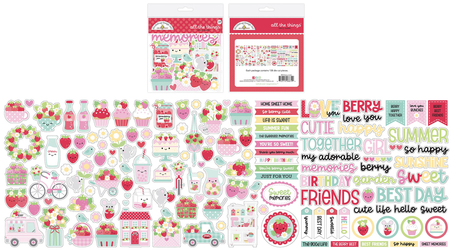 Doodlebug Odds & Ends All The Things Die Cuts-Berry Sweet