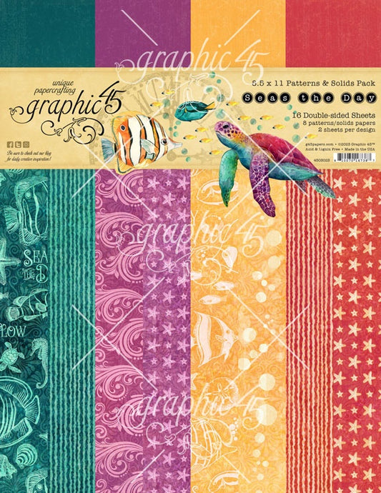 Graphic 45 Patterns & Solids Collection Pack 8.5"X11"-Seas The Day