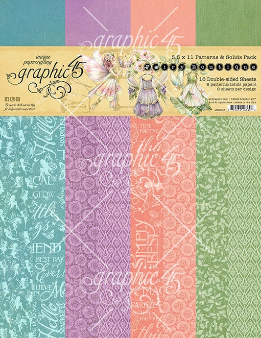 Graphic 45 Patterns & Solids Collection Pack 8.5"X11"-Fairy Boutique