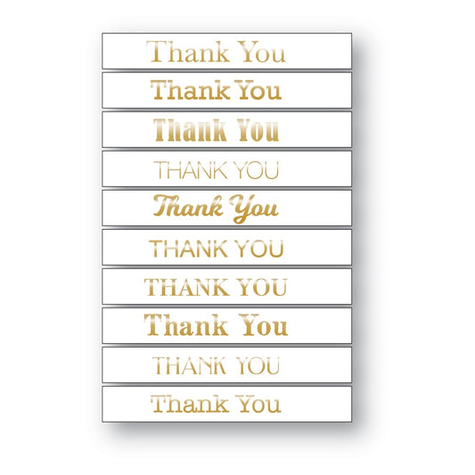 Memory Box Gold Foiled Greeting Tabs 40/Pkg-Thank you, White