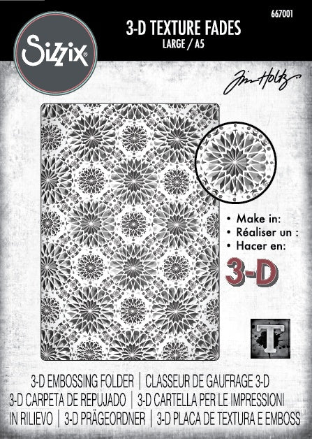 Sizzix 3D Texture Fades A5 Embossing Folder By Tim Holtz-Kaleidoscope