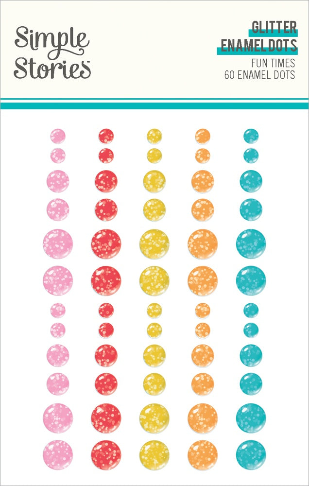 Simple Stories Glitter Enamel Dots 60/Pkg-Fun Times