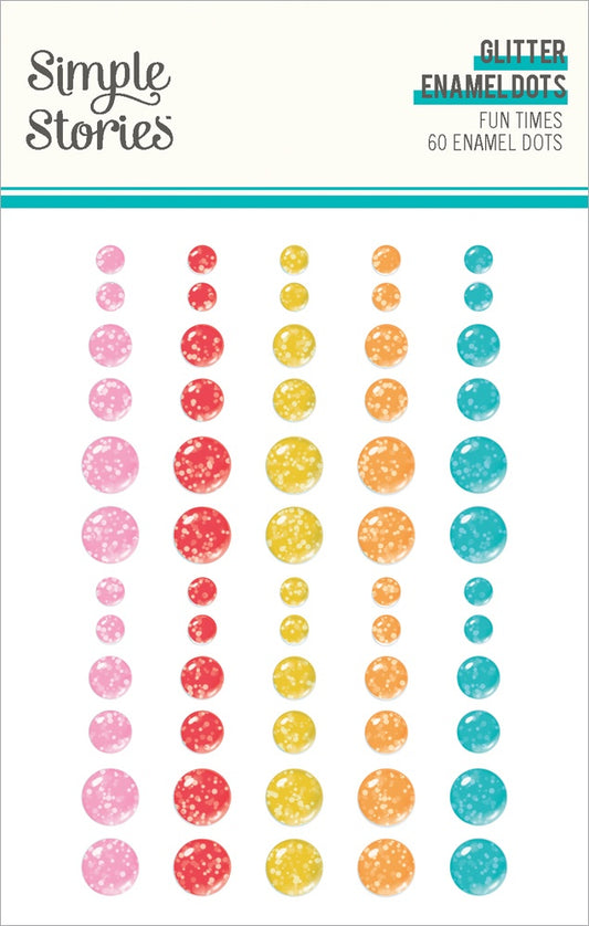 Simple Stories Glitter Enamel Dots 60/Pkg-Fun Times