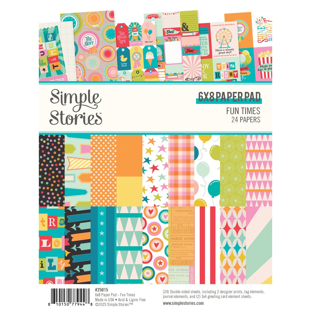Simple Stories Double-Sided Paper Pad 6"X8" 24/Pkg-Fun Times