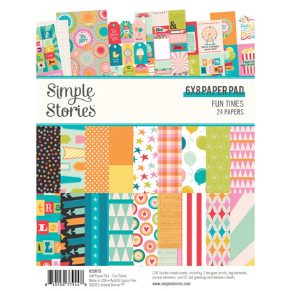 Simple Stories Double-Sided Paper Pad 6"X8" 24/Pkg-Fun Times