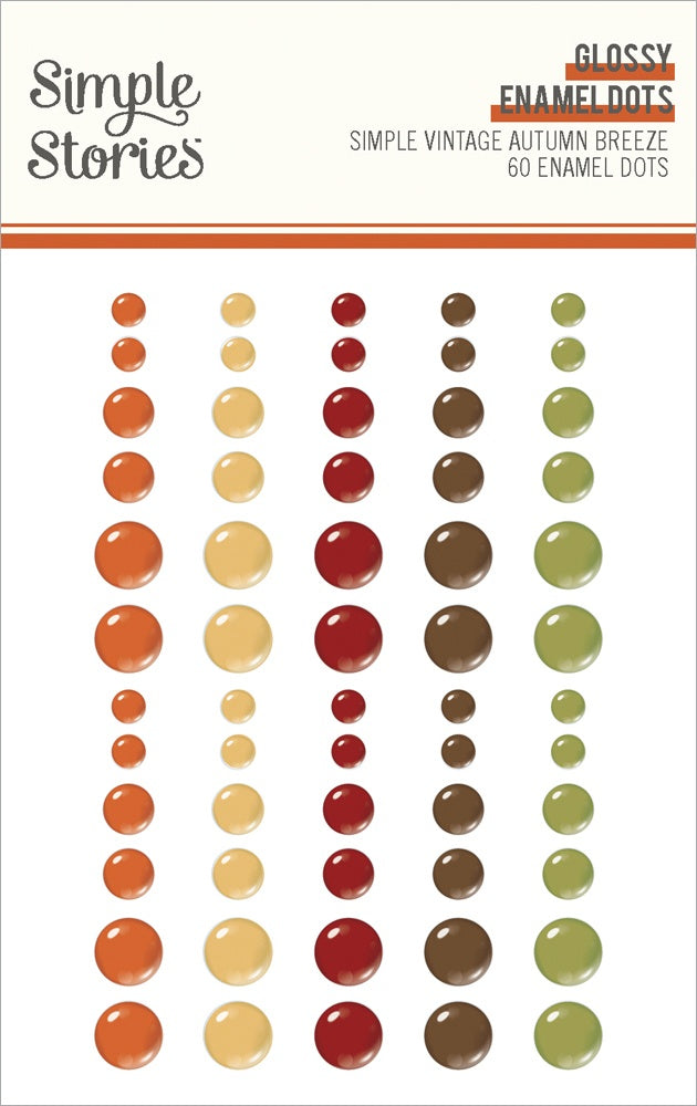 Simple Stories Glossy Enamel Dots 60/Pkg-Simple Vintage Autumn Breeze